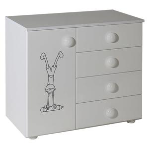 Childrens cabinet with 4 drawers + door white for room Lolek - 060