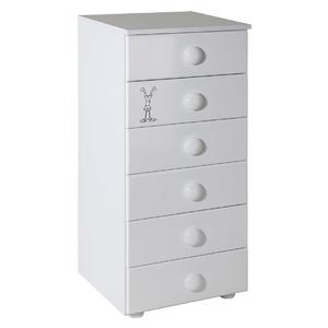 Childrens cabinet Hella with 6 drawers white with room Lolek -057