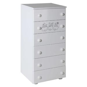 Childrens cabinet Hella with 6 drawers white with room Gloria -057