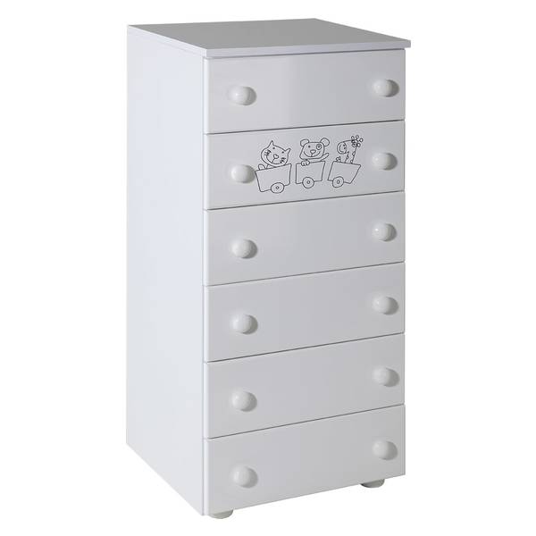 Childrens cabinet Hella with 6 drawers white with room Gloria -057 Picture-1